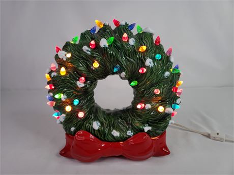 Ceramic Light Up Holiday Wreath