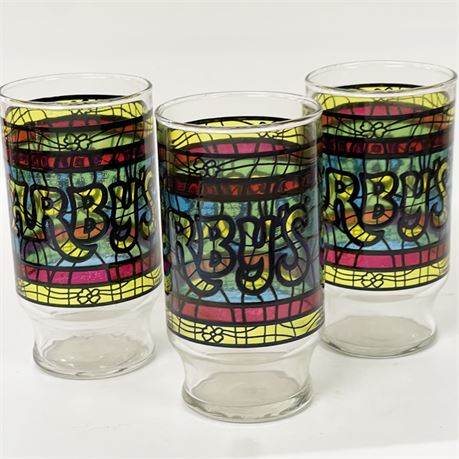 Vintage Arbys Stained Glass 12 Oz Glasses