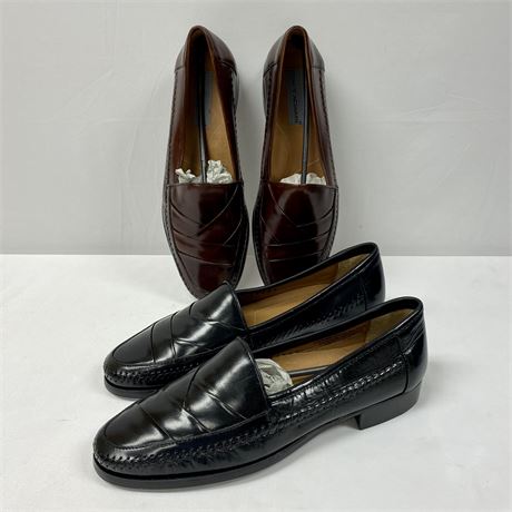 Two Pairs New Men's Stacy Adams Black and Brown Loafers - Both Size 12