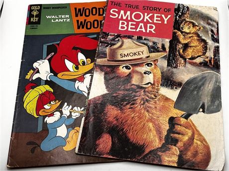 1969 True Story of Smokey Bear and 12C Gold Key Woody Woodpecker Comic Book Lot