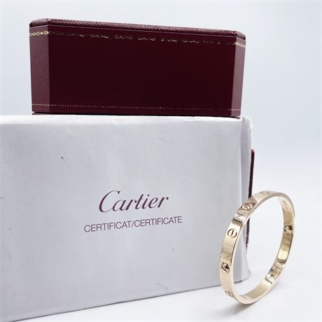 Cartier LOVE Bracelet 18K with Four Diamonds with CoA
