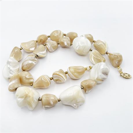 Vintage Faceted Bead Mother of Pearl Necklace