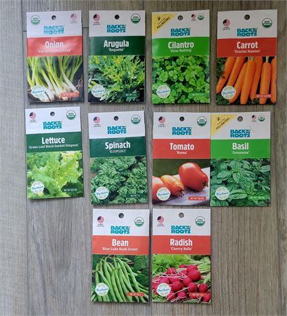 (10) packs of organic vegetable seeds - packed for use by 12/23