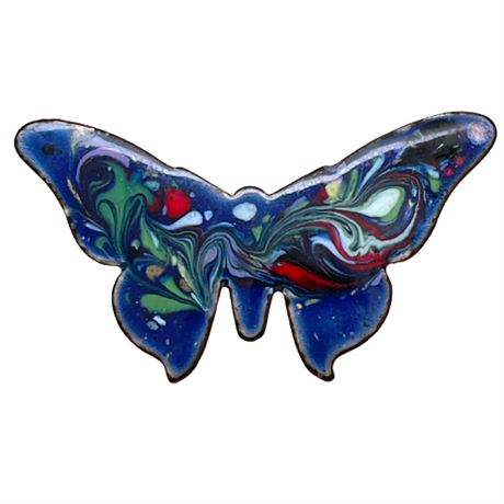 Enamel on Copper Vintage Butterfly Brooch