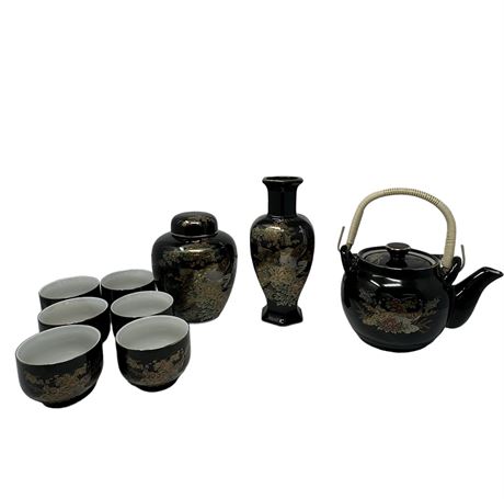Asian Inspired Teapot Cups and Vase