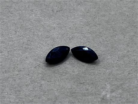 Pair of Faceted Dark Blue Gems