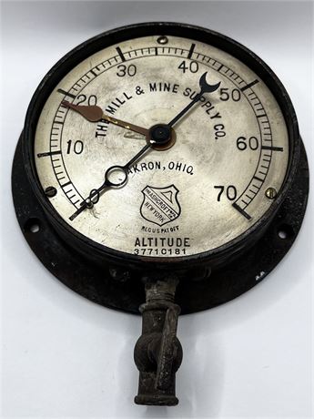 Akron Mill & Mine Supply Co. Antique Ashcroft Altitude Meter Gauge