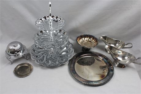 Mixed Silver Plate Serving Dish Collection