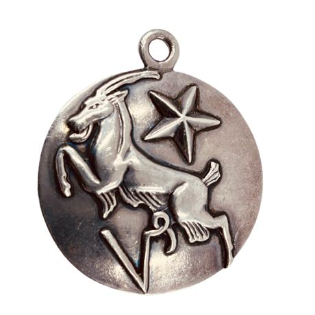Margot de Taxco Zodiac Sterling Silver Capricorn Pendant Medallion