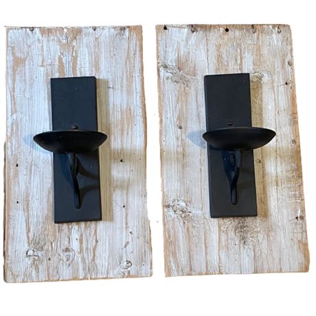 Reclaimed Wood and Cast Iron Wall Sconces