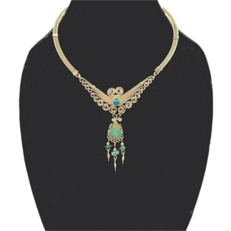 Sterling Filigree & and Turquoise Necklace
