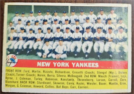 1956 Topps New York Yankees Team #251 Baseball Card