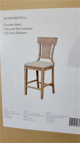 Still in box Wood Counter Stool with beige seat - unassembled