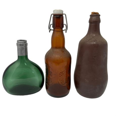 Lot of 3 Vintage Glass Bottles