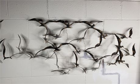 Flock of Birds in Flight Metal Wall Hanging Sculpture (i)