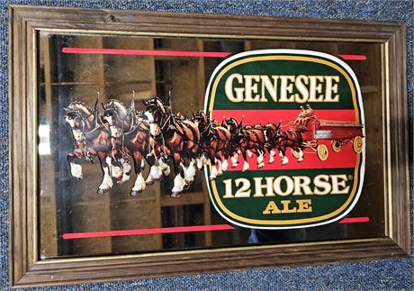 Framed Genesee 12 Horse Ale Mirror Sign
