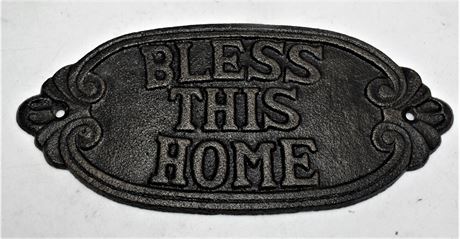 Cast Iron Bless This Home Plaque