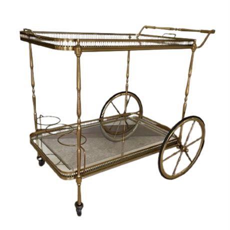 Maison Jansen Brass Bar Cart with Removable Tray