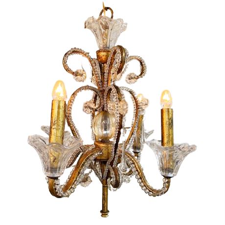 Hollywood Regency Crystal and Brass Chandelier