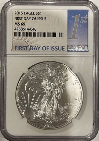 2015 US Silver Eagle NGC MS69 1oz Silver Bullion Coin