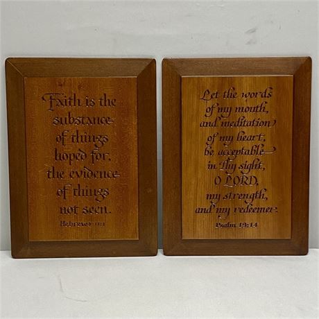 Graham Dunn Etched Cherry Wood Religious Wall Hangings