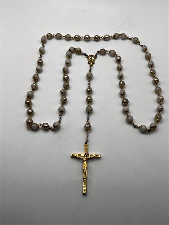 Vintage Catholic Rosary Necklace Crucifix Pendant Made in Italy