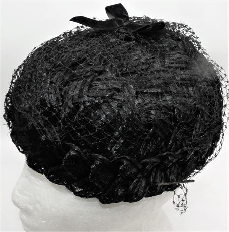 VTG Dress hat black with netting