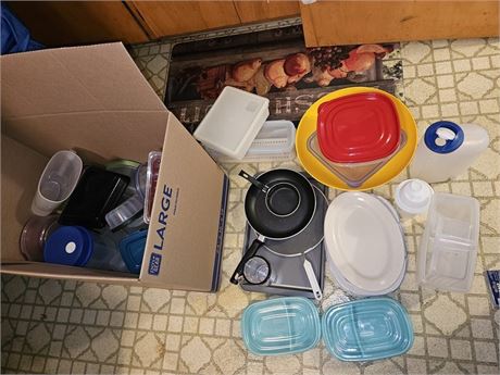 Assorted Kitchenware, Tupperware, and More