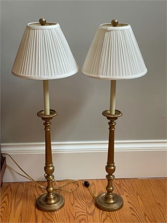 Pair Brass Candlestick Lamps