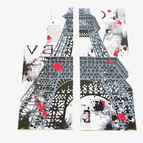 Decorative 'Eiffel Tower' Duo Panel Print Image