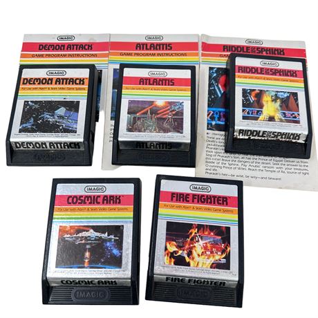 Lot of 5 IMAGIC Atari and Sears Video Game Systems Games with Booklets