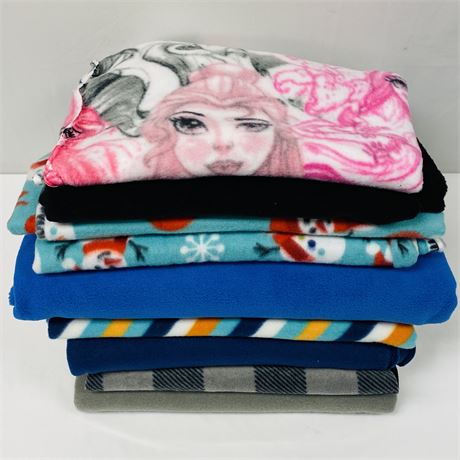 Large Lot of Fleece Fabric, Patterned and Solid Colors