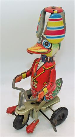 TIn Litho wind up Duck Tricycle