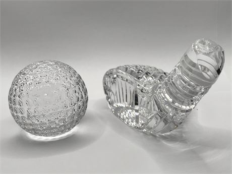 Waterford Crystal Golf Club and Ball Paperweights