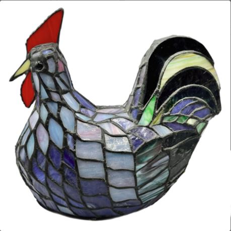 Stained Glass Rooster Lamp