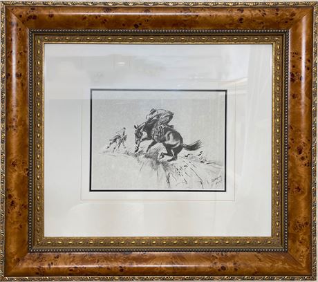 Hungarian Cowboy 1945 Pen and Ink, Signed