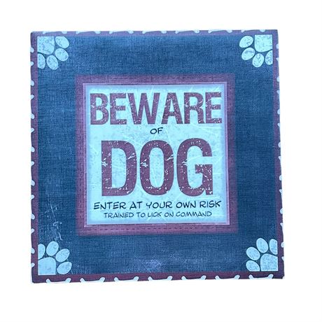 'Beware of Dog' Stretched Canvas Art