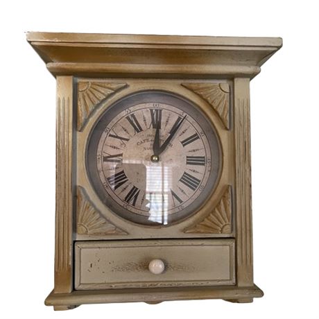 Farmhouse Style Wall Clock with Under Drawer