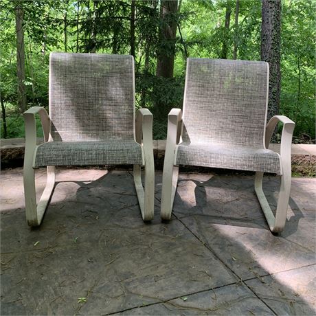 Pair of Mesh Sling Back Mesh Patio Chairs