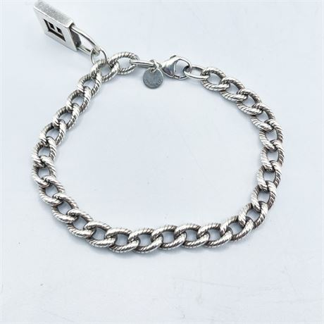 Tiffany & Co. Sterling Silver Large Round Rope Links and Padlock "E"