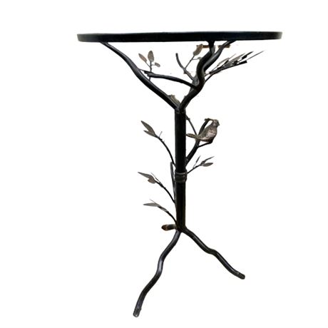 Contemporary Metal Twig and Bird Side Table