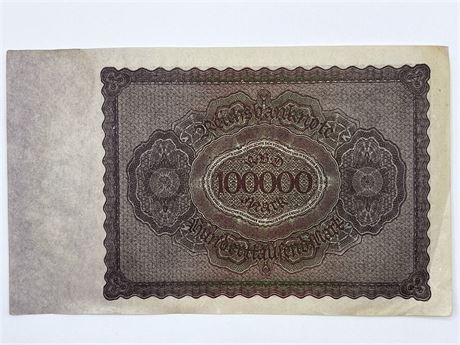 100,000 Mark Note 1923 Germany