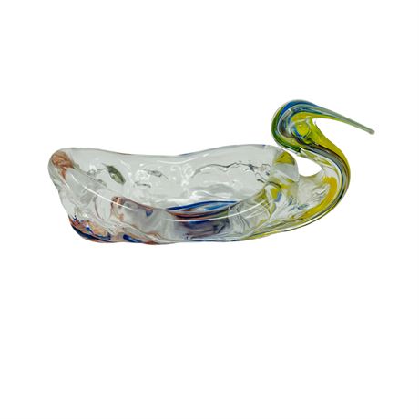 Unique Art Glass Swan Trinket Dish
