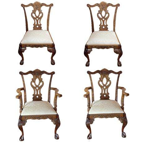 Chinese Chippendale Reproduction Side & Arm Chair Grouping