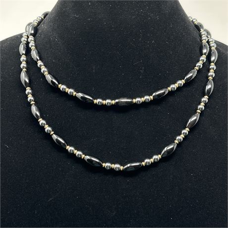 Hematite and Black Bead Necklace