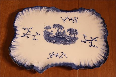 Vintage Staffordshire England "Romantic" Flow Blue Platter