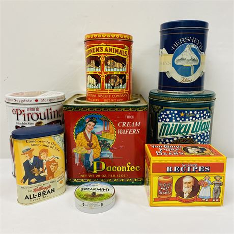 Collection of Vintage Advertising Tins w/ Paconfec Wafers and More!