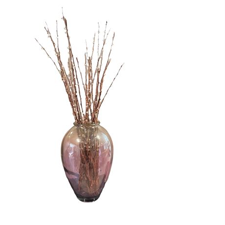 Decorative Glass Vase & Embellished Reeds