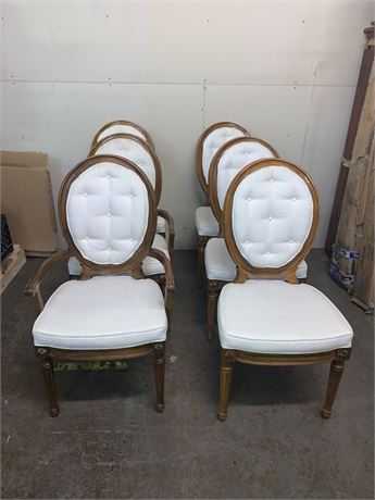 (6) Vintage Thomasville Furniture 2 Captain & 4 Regular White Dining Chairs