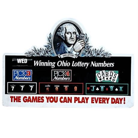 Vintage Ohio Lottery Store Advertisement with adjustable #'s and Letters